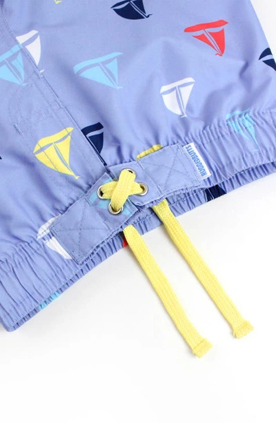 Ruggedbutts Kids' Sailboat Print Swim Trunks In Down By The Bay