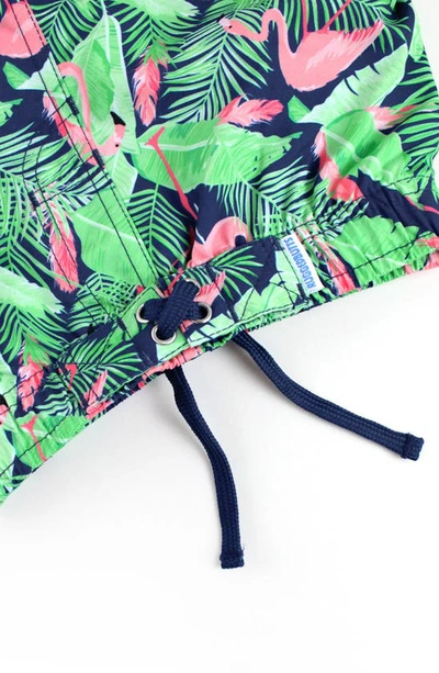 Ruggedbutts Kids' Flamingo Print Swim Trunks In Flamingo Frenzy