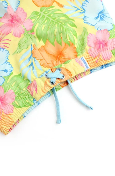 Shop Ruggedbutts Kids' Floral Swim Trunks In Happy Hula