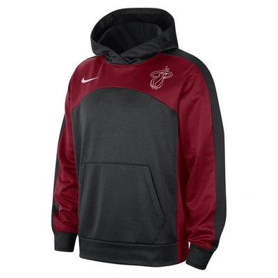 Shop Nike Black/red Miami Heat Authentic Starting Five Force Performance Pullover Hoodie