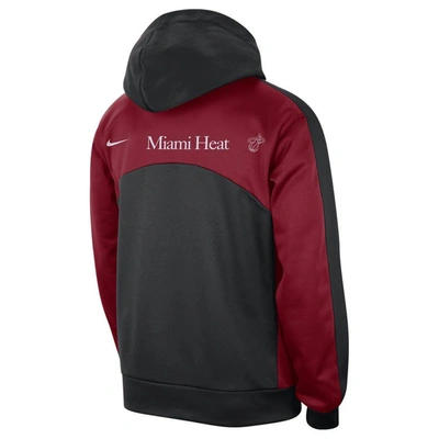 Shop Nike Black/red Miami Heat Authentic Starting Five Force Performance Pullover Hoodie