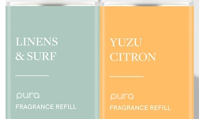 Shop Pura Yuzu Citron & Linens & Surf Smart Diffuser & Fragrance Set In White