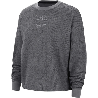 Shop Nike Gray Lsu Tigers Yoga Pullover Sweatshirt In Charcoal