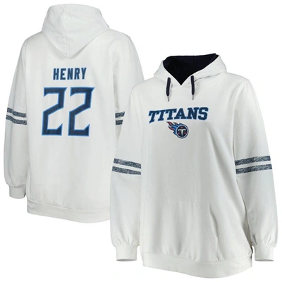 Shop Profile Derrick Henry White/navy Tennessee Titans Plus Size Name & Number Pullover Hoodie