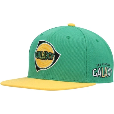 Shop Mitchell & Ness Green La Galaxy Throwback Logo Snapback Hat