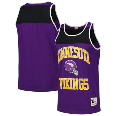 Shop Mitchell & Ness Purple/black Minnesota Vikings  Heritage Colorblock Tank Top