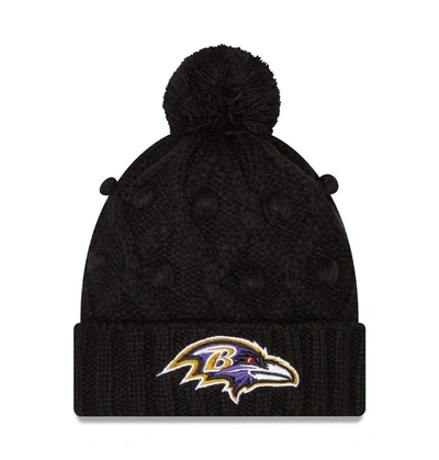 Shop New Era Black Baltimore Ravens Toasty Cuffed Knit Hat With Pom