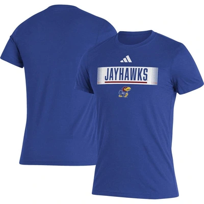 Shop Adidas Originals Adidas Royal Kansas Jayhawks Wordmark Tri-blend T-shirt