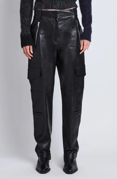 Shop Proenza Schouler Jackson Leather Cargo Pants In Black