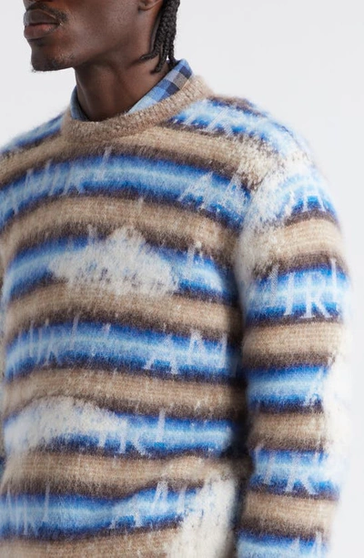 Shop Amiri Bleached Stripe Alpaca, Mohair & Wool Blend Crewneck Sweater In Air Blue