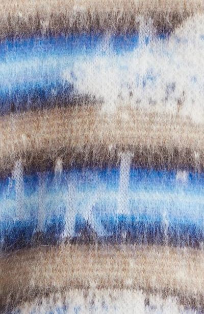 Shop Amiri Bleached Stripe Alpaca, Mohair & Wool Blend Crewneck Sweater In Air Blue