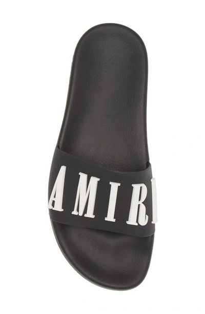 Shop Amiri Logo Pool Slide In Black/ White