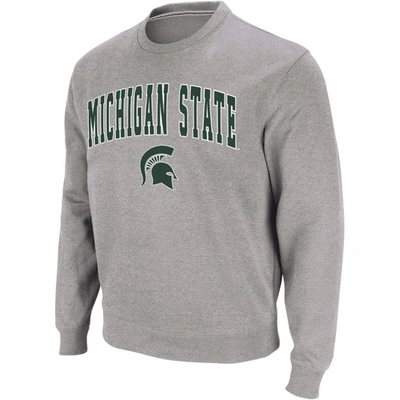 Shop Colosseum Heather Gray Michigan State Spartans Arch & Logo Crew Neck Sweatshirt