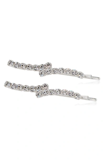 Shop Brides And Hairpins Brides & Hairpins Etta Set Of 2 Crystal Hair Clips In Silver