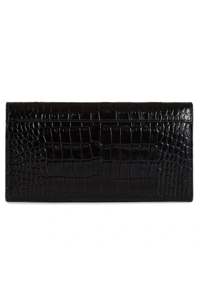 Strathberry Multrees Croc Embossed Leather Wallet On A Chain In Black