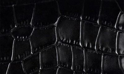 Shop Strathberry Multrees Croc Embossed Leather Wallet On A Chain In Black