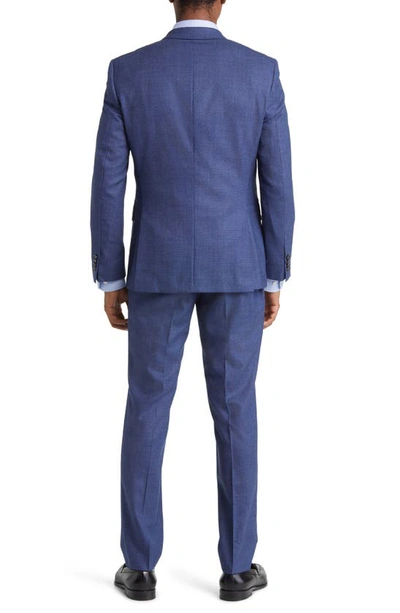 Shop Hugo Boss Huge Bird's Eye Stretch Virgin Wool Suit In Bright Blue
