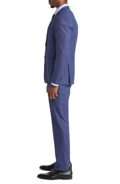 Shop Hugo Boss Huge Bird's Eye Stretch Virgin Wool Suit In Bright Blue
