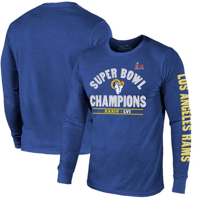 Shop Majestic Threads Royal Los Angeles Rams 2-time Super Bowl Champions Always Champs Tri-blend Long Sle