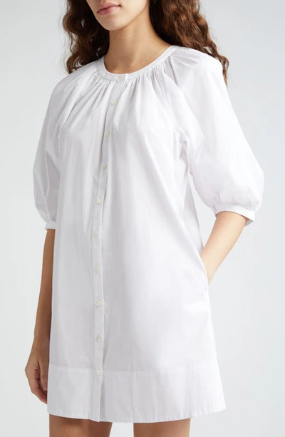 Shop Staud Vincent Stretch Cotton Mini Shirtdress In White