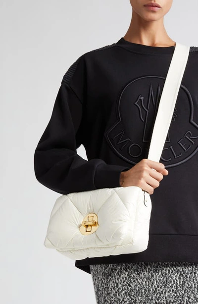 Shop Moncler Puff Quilted Nylon Crossbody Bag In White