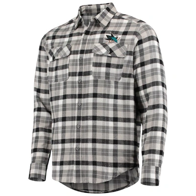 Shop Antigua Black/gray San Jose Sharks Ease Plaid Button-up Long Sleeve Shirt