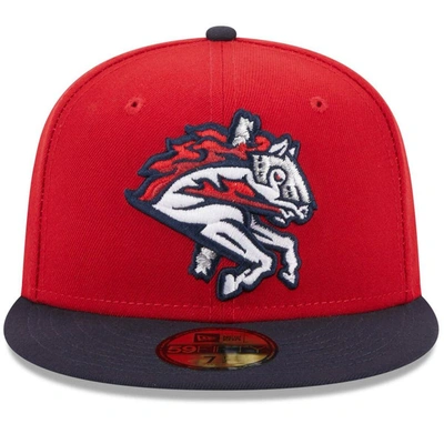 Shop New Era Red Binghamton Rumble Ponies Authentic Collection Alternate Logo 59fifty Fitted Hat