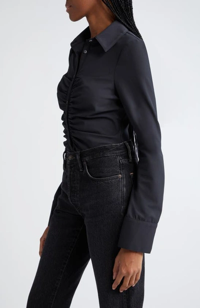 Shop Cinq À Sept Sienna Ruched Shirt In Black