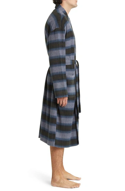 Shop Majestic Line Up Cotton Robe In Charcoal Stripe