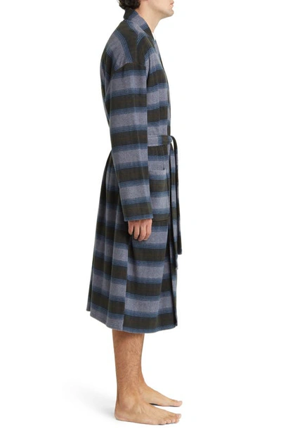 Majestic Line Up Cotton Robe In Charcoal Stripe