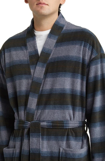 Shop Majestic Line Up Cotton Robe In Charcoal Stripe