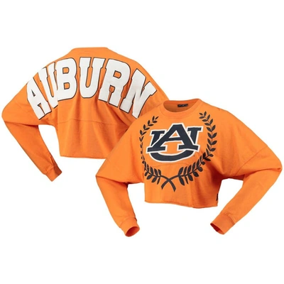 Shop Spirit Jersey Orange Auburn Tigers Laurels Crop Long Sleeve T-shirt
