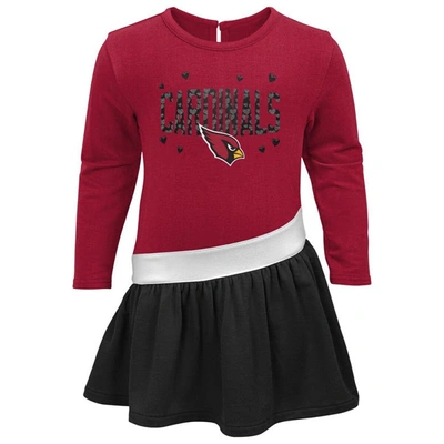 Shop Outerstuff Girls Infant Cardinal/black Arizona Cardinals Heart To Heart Jersey Tri-blend Dress