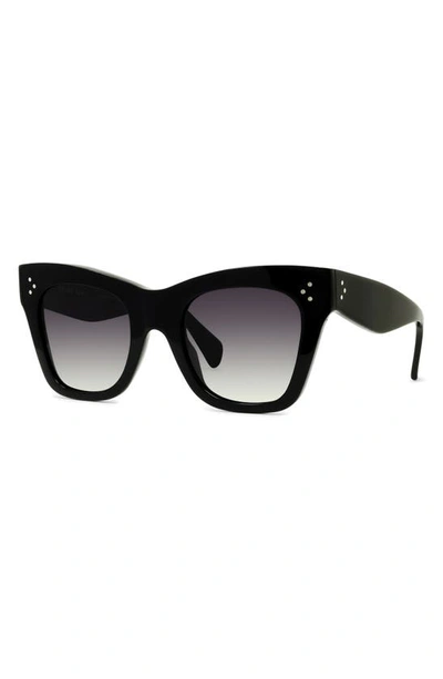 Shop Celine 50mm Polarized Square Sunglasses In Black/ Grey Polar