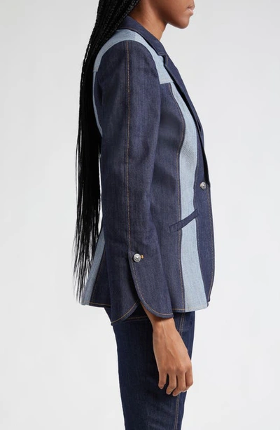 Shop Cinq À Sept Celie Two-tone Denim Blazer In Indigo