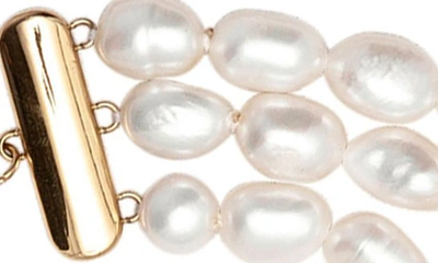Shop Saint Moran Freshwater Pearl Triple Strand Necklace In White