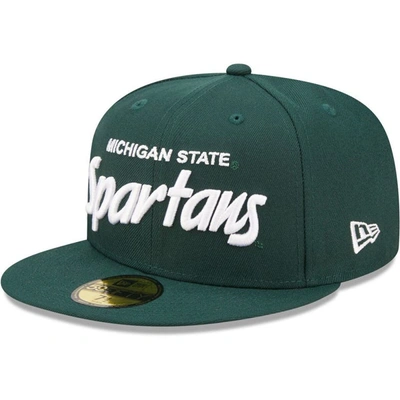 Shop New Era Green Michigan State Spartans Script Original 59fifty Fitted Hat