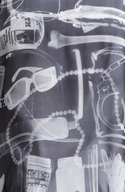Shop Off-white Oversize X-ray Print Silk Chiffon Bowling Shirt In Black White
