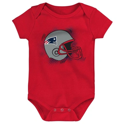 Shop Outerstuff Infant Navy/red/heathered Gray New England Patriots 3-pack Game On Bodysuit Set