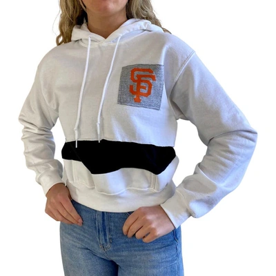 Shop Refried Apparel White/black San Francisco Giants Cropped Pullover Hoodie