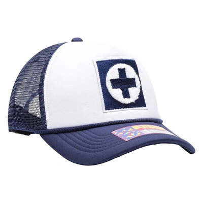 Shop Fan Ink White Cruz Azul Scout Trucker Snapback Hat