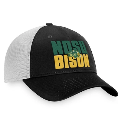 Shop Top Of The World Black/white Ndsu Bison Stockpile Trucker Snapback Hat
