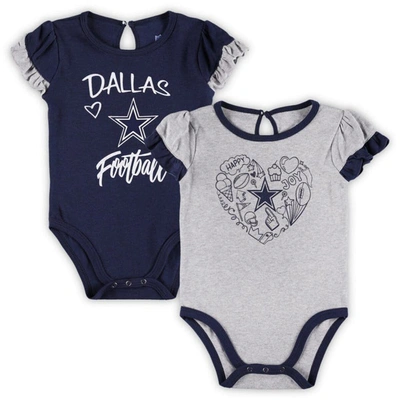 Shop Outerstuff Newborn & Infant Navy/gray Dallas Cowboys Two-pack Too Much Love Bodysuit Set