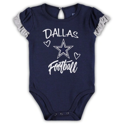 Shop Outerstuff Newborn & Infant Navy/gray Dallas Cowboys Two-pack Too Much Love Bodysuit Set