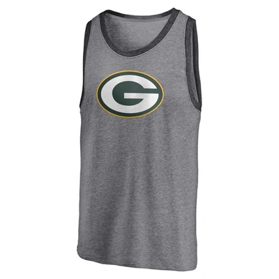 Shop Fanatics Branded Heathered Gray/heathered Charcoal Green Bay Packers Famous Tri-blend Tank Top In Heather Gray