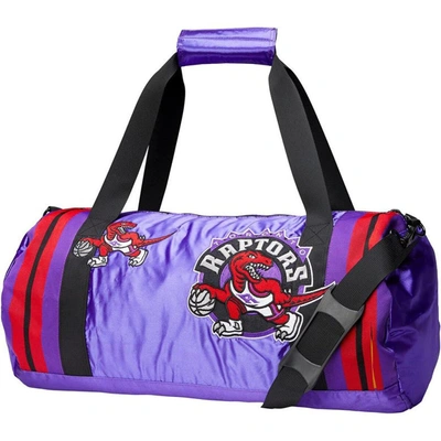 Shop Mitchell & Ness Toronto Raptors Satin Duffel Bag In Purple