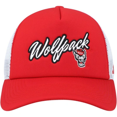 Shop Adidas Originals Adidas Red Nc State Wolfpack Script Trucker Snapback Hat