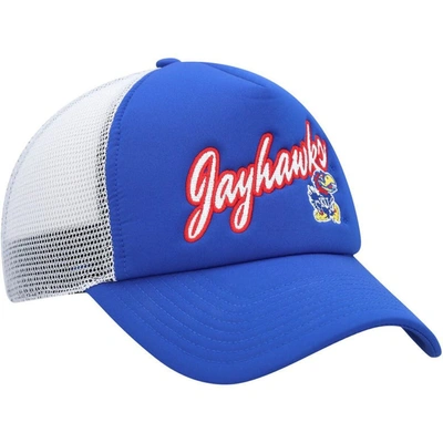 Shop Adidas Originals Adidas Royal Kansas Jayhawks Script Trucker Snapback Hat