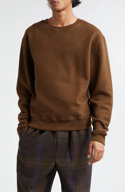 Shop Lemaire Cotton & Wool Sweatshirt In Dark Tobacco