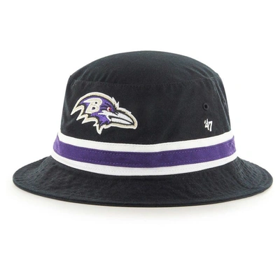 Shop 47 ' Black Baltimore Ravens Striped Bucket Hat